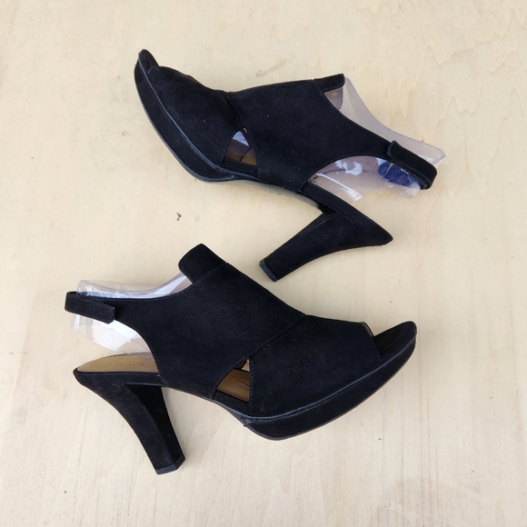 Naturalizer Deborah Slingback Black Peep Toe Casual Heels - Size 10 M - Picture 4 of 11